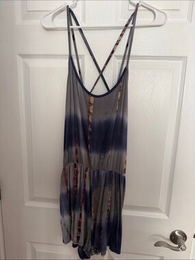 Blue Tie-Dye Strappy Romper